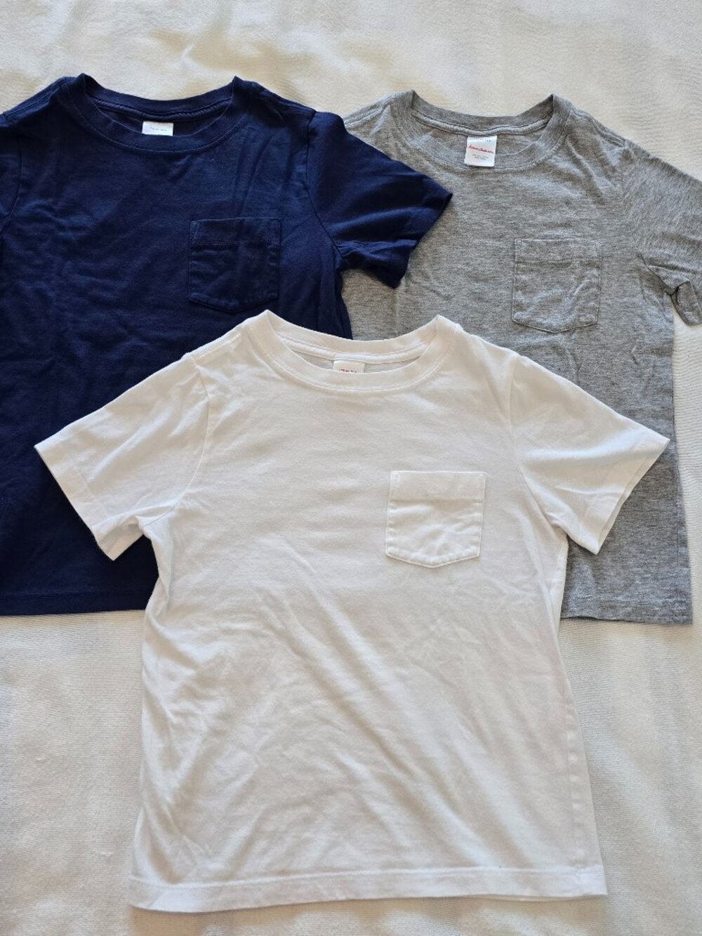 Size 8 Hanna Andersson Kids Sueded Jersey Shirt Bundle blue, white, grey